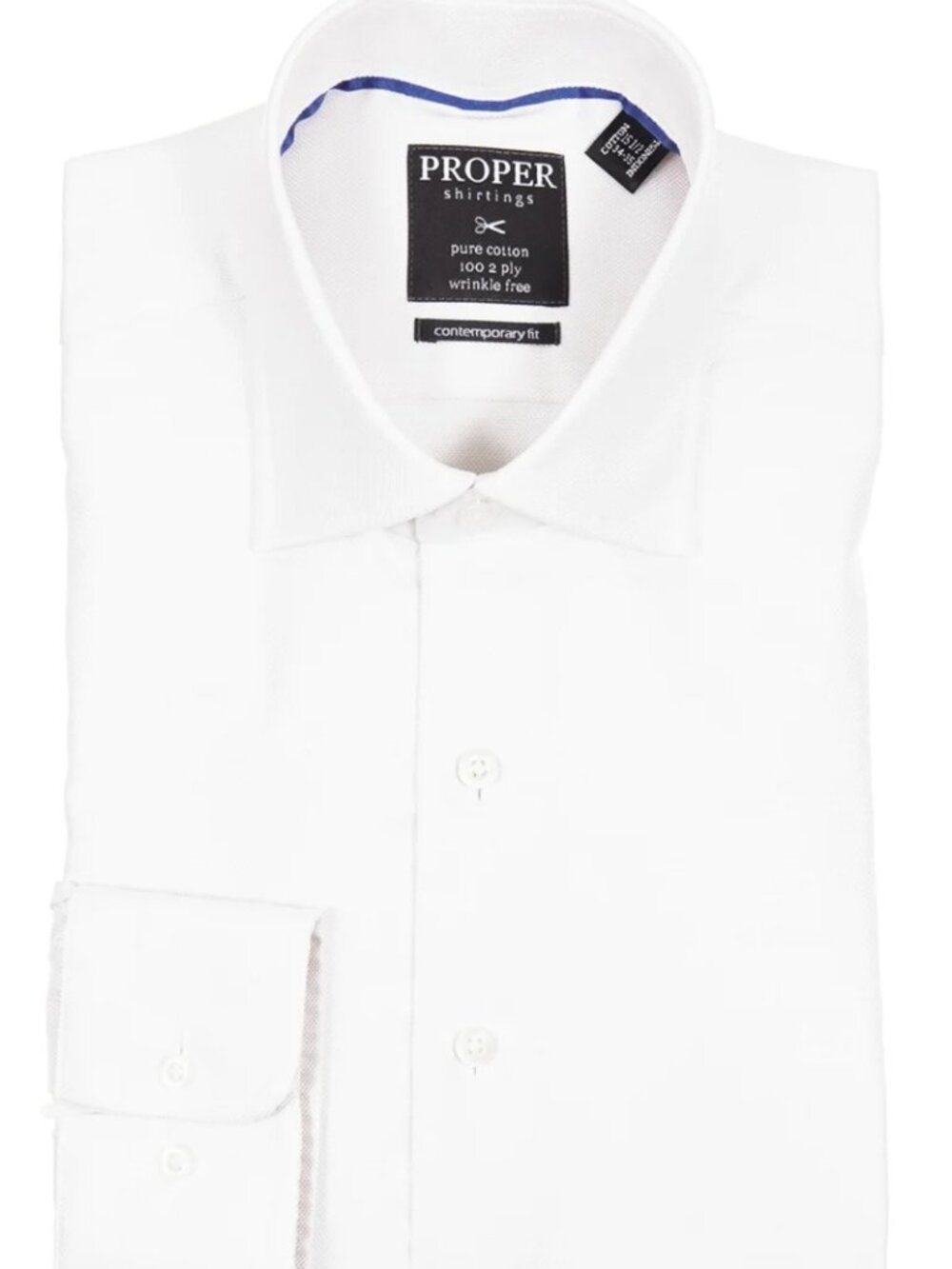 Proper Sport White Pure Cotton Contemporary Fit Dress Shirt/28839